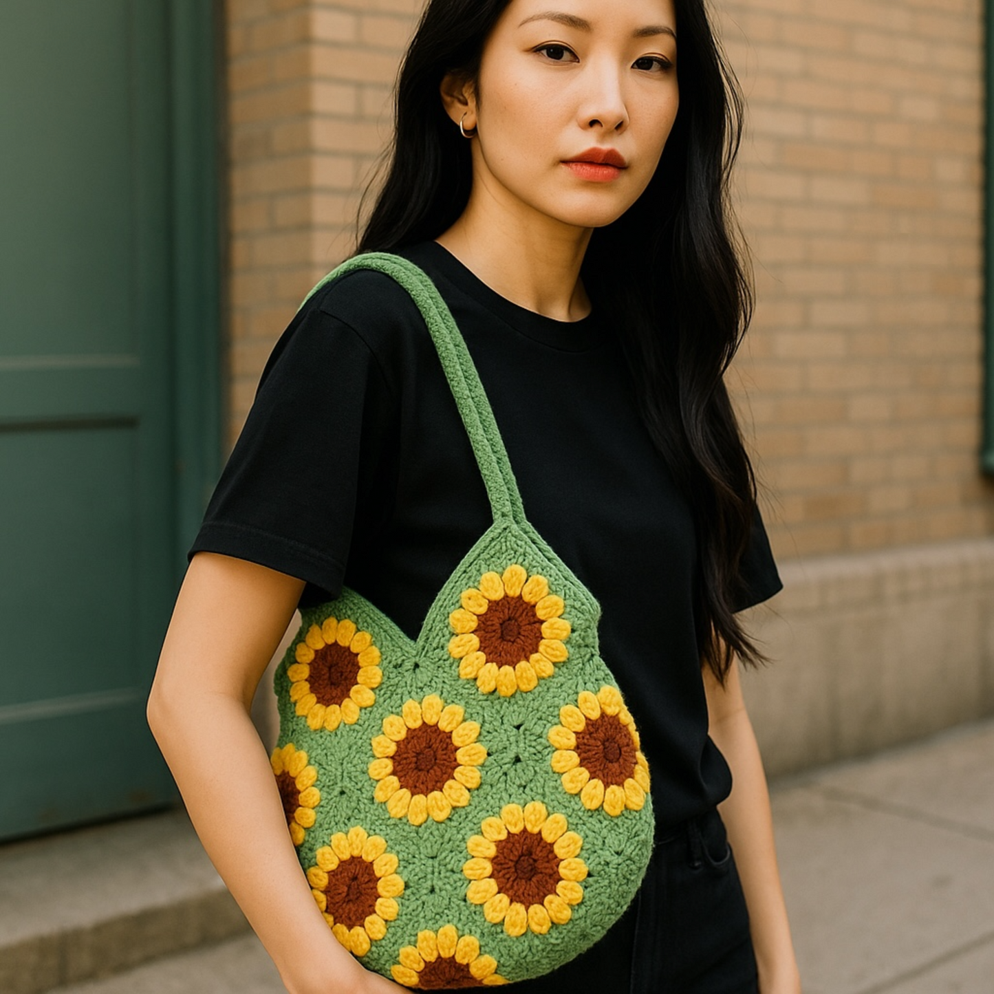 Handwoven Sunflower Bag - Boho Tote for Women
