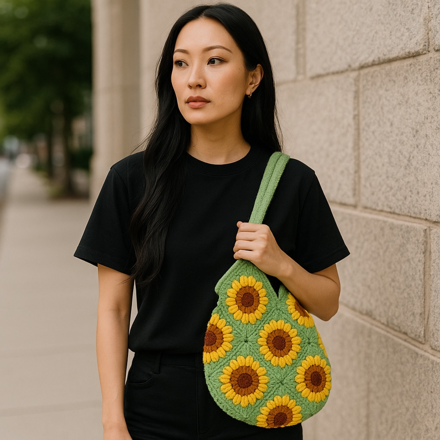 Handwoven Sunflower Bag - Boho Tote for Women
