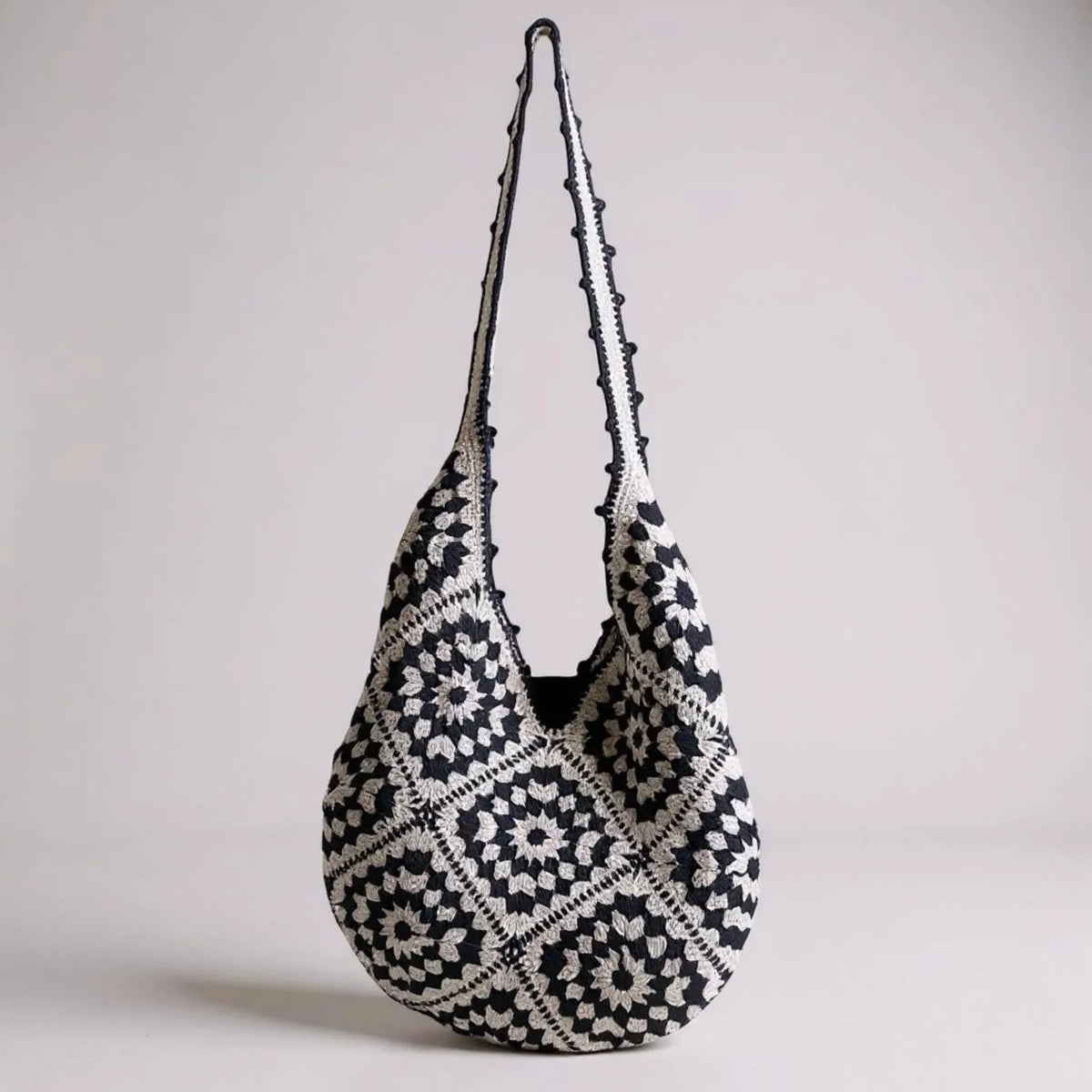 Cotton Yarn Hand Woven Shoulder Bag - Twist & Tassel
