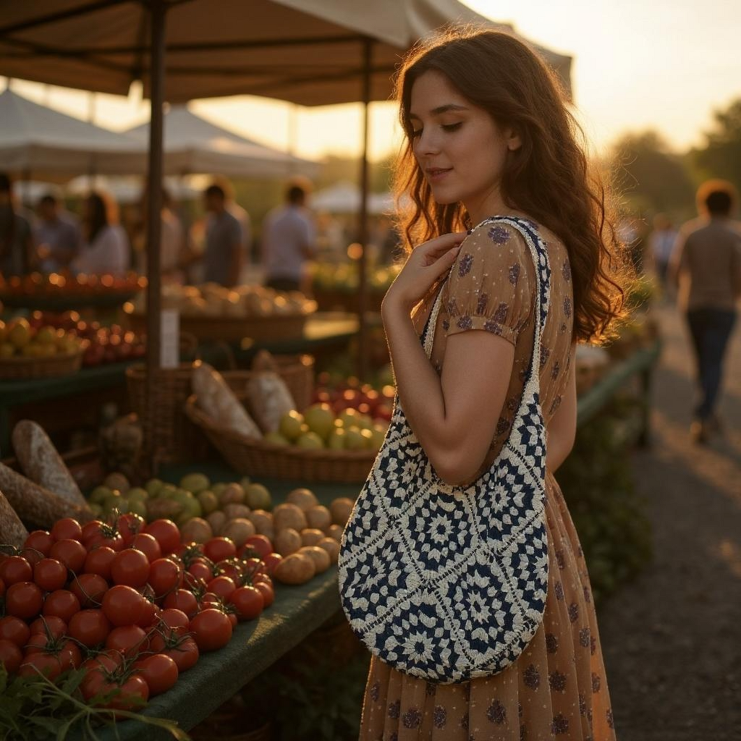 Cotton Yarn Hand Woven Shoulder Bag