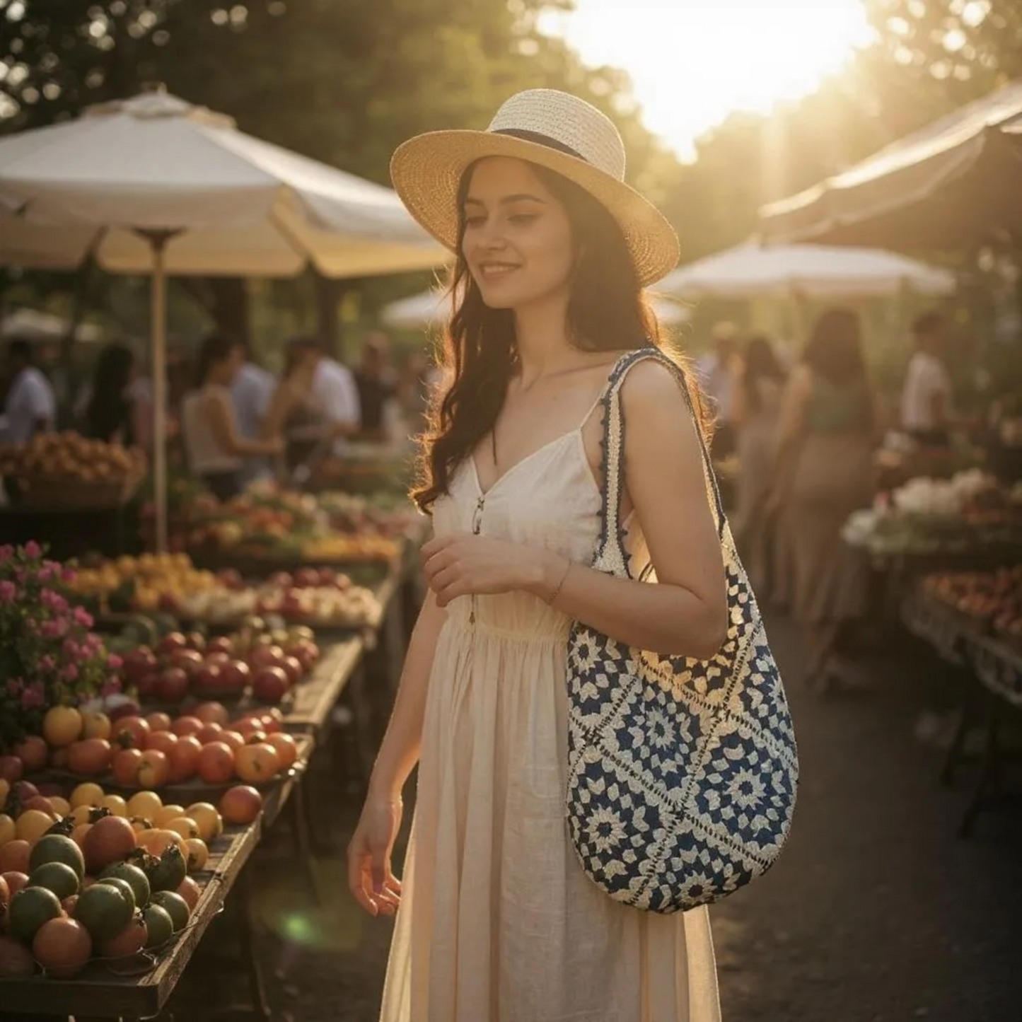 Cotton Yarn Hand Woven Shoulder Bag
