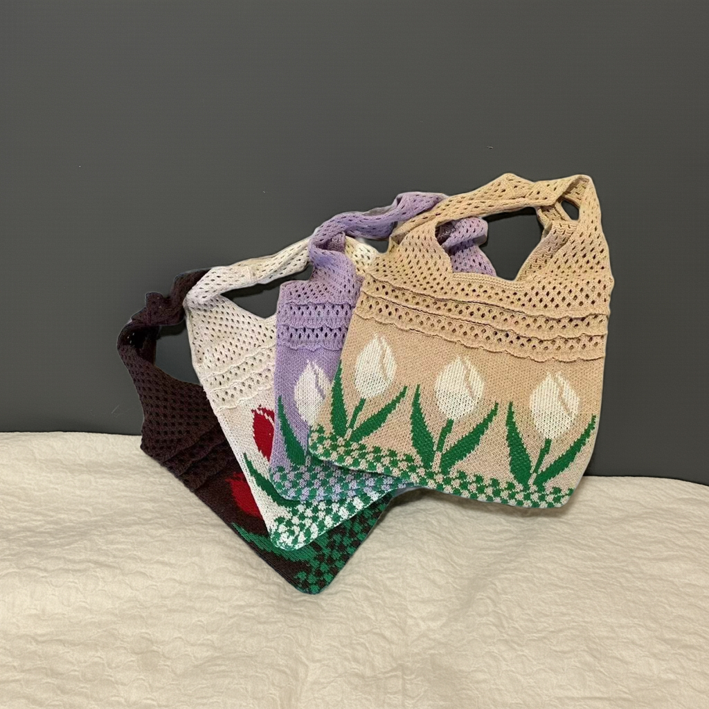 Aesthetic Bag With Boho Tulip Flower