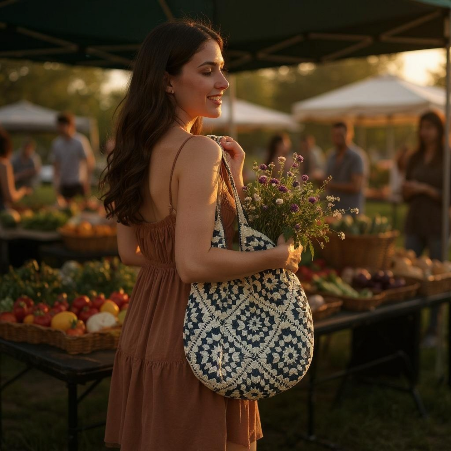 Cotton Yarn Hand Woven Shoulder Bag