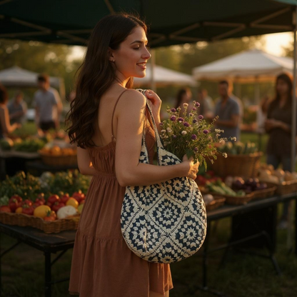 Cotton Yarn Hand Woven Shoulder Bag